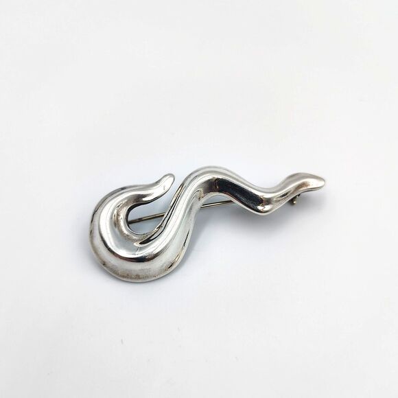 Robert Lee Morris RLM Sterling Silver 925 Modernist Swirl Squiggle Brooch Pin - Picture 1 of 11